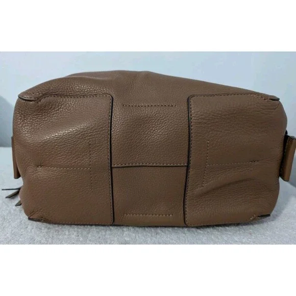 Tory Burch Perry Leather Satchel Bag Brown Moose w/ Red Interior - Picture 12 of 13